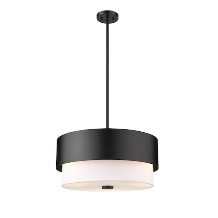 Z-Lite Counterpoint Pendant, 3-Light, 18 In.W x 9.25 In.H, Matte Black/White 495P18-MB